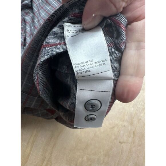Untuckit Men’s Shirt Plaid XL Gray Long Sleeve Button Down Colored Work Shirt - Picture 4 of 7